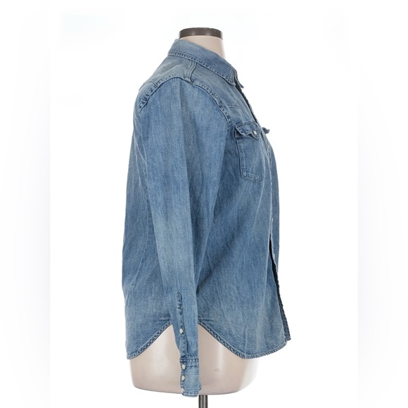 Polo Ralph Lauren Denim Western Shirt Pearl Snap Button Up Top Shirt Women’s XL - Picture 12 of 16